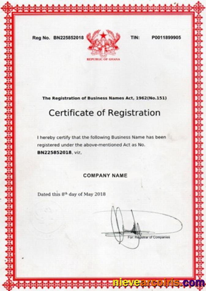 Ghana Certificate of Registration